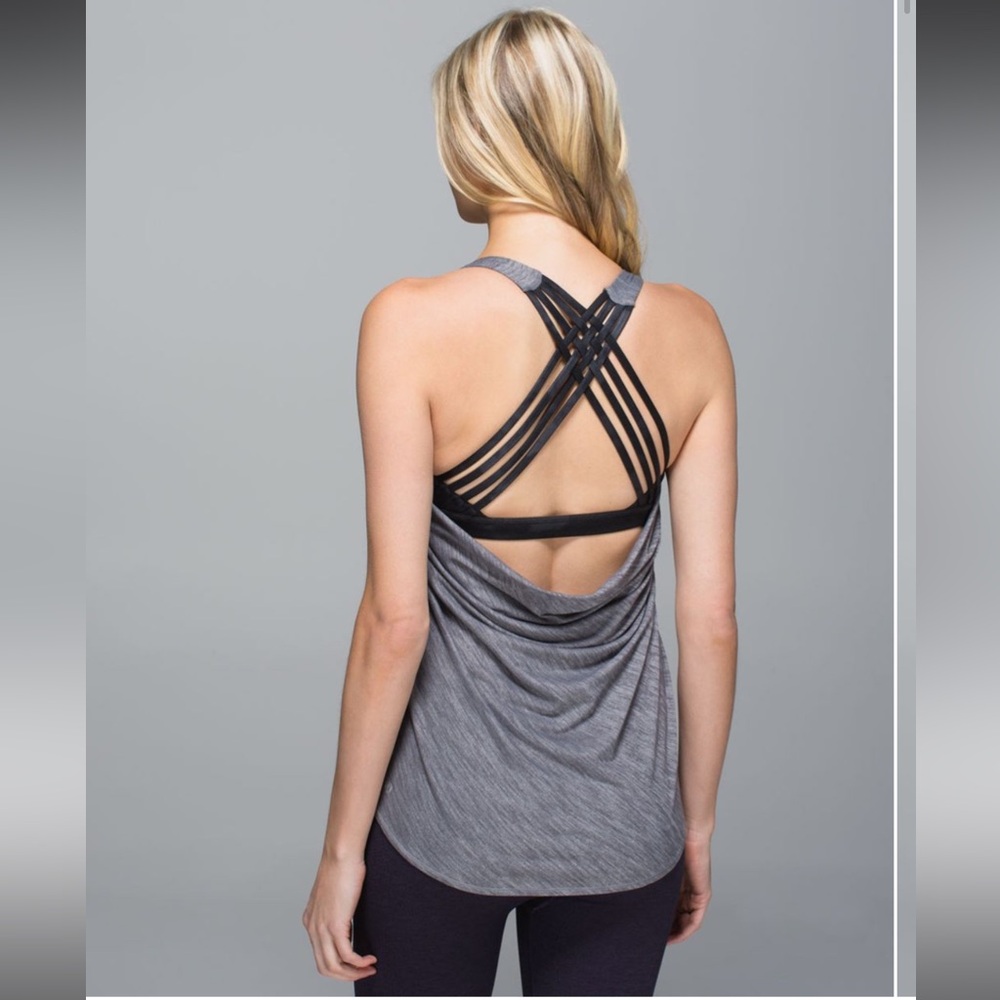 Lululemon Wild Tank Heathered Slate / Dream Rose Deep Coal Black